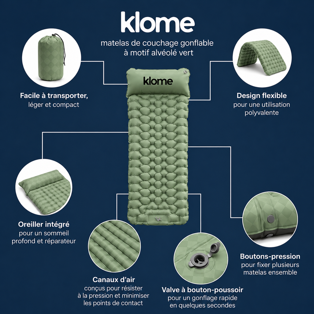 Matelas pneumatique compact ultraléger Klome PRO