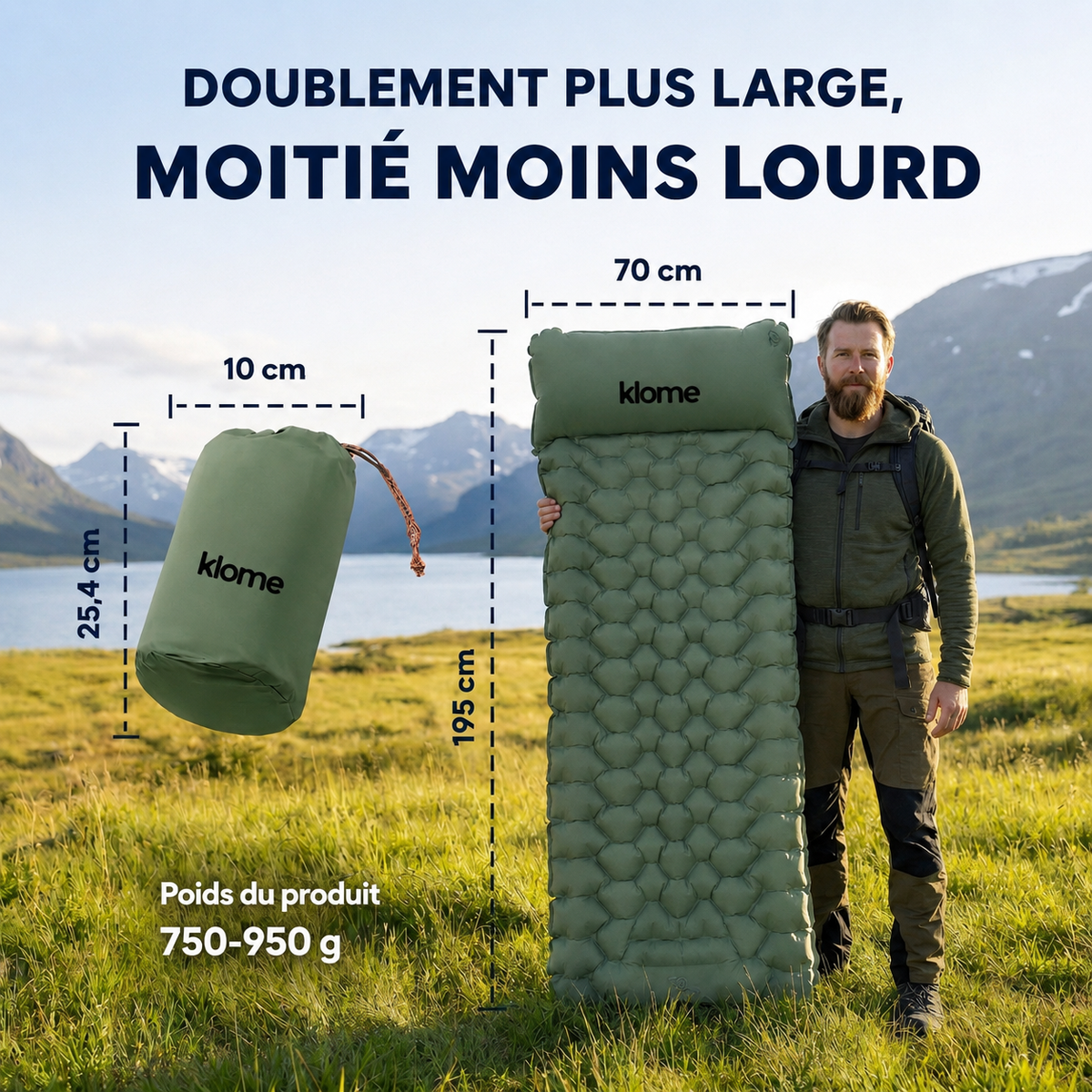 Matelas pneumatique compact ultraléger Klome PRO